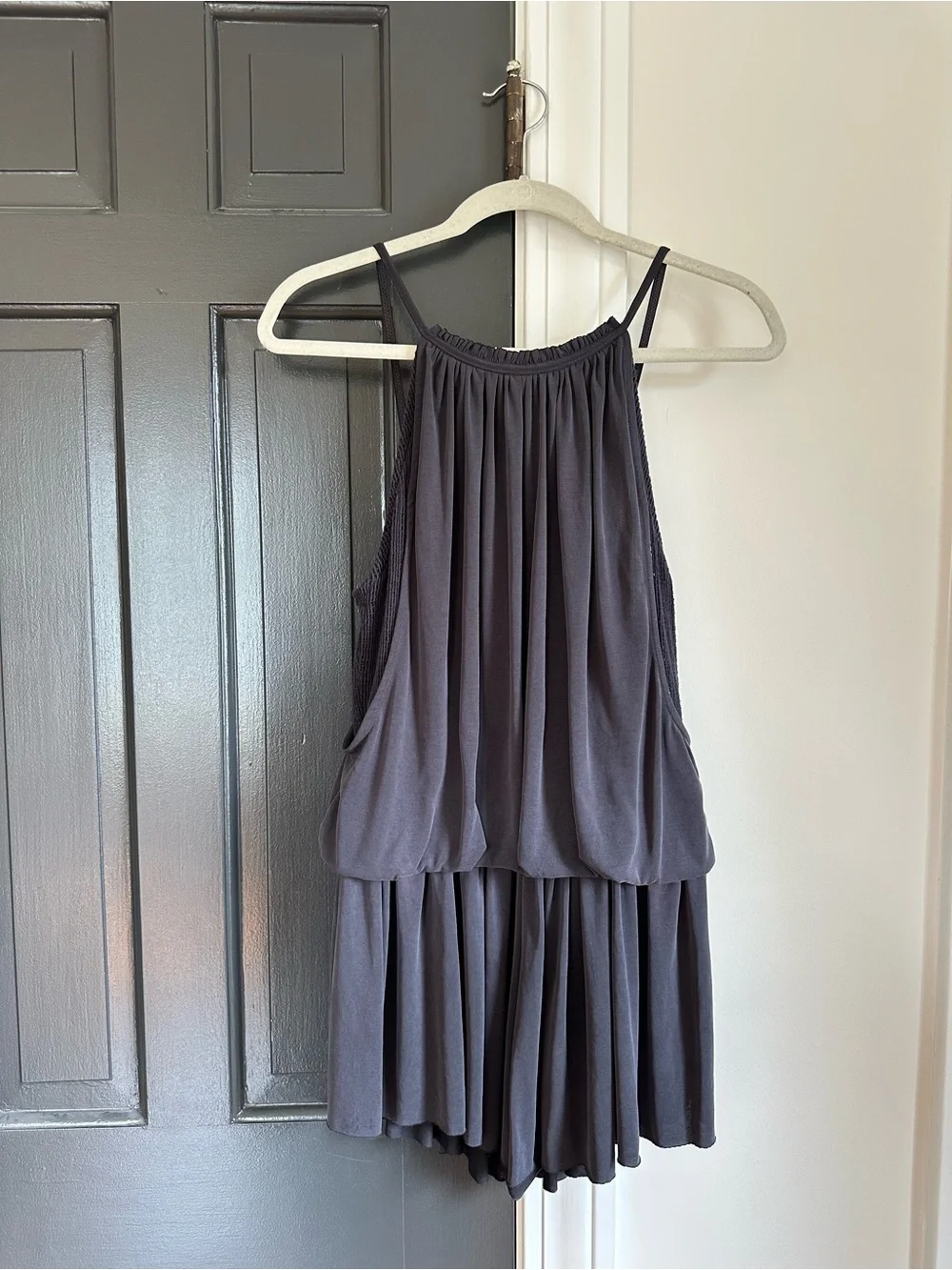 Free People We The Free Charcoal Boho Crochet Romper, Size Small